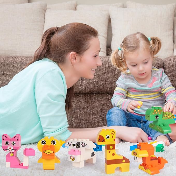 Animals Building Blocks Set, 122 Pieces Animal Building Toy Kit with Storage Box for Kids Ages 3 4 5 6 Years, Creative STEM Educational Preschool Toys for Toddlers Boys Girls Christmas Birthday Gift