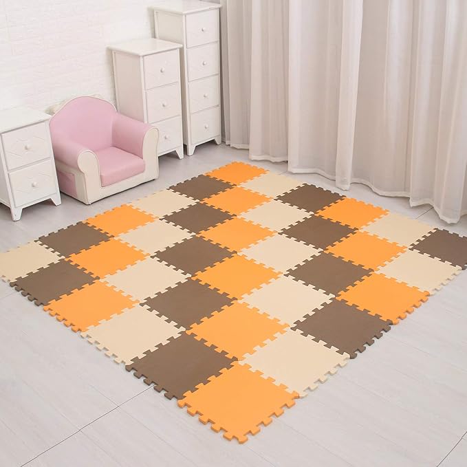 MQIAOHAM® 18 Pieces Puzzle Play Mats, Soft Baby Play Mat, Kids Interlocking Foam Floor Tiles, Toddlers Carpet Playmats G301018-102106110