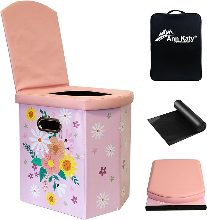 Upgrade XL Portable Toilet for Adults, Extra Large Portable Travel Floding Toilet, Camping Tall Toilets with Lid for Adults and Kids Compact Potty for Car,Hiking,Beach and Camping