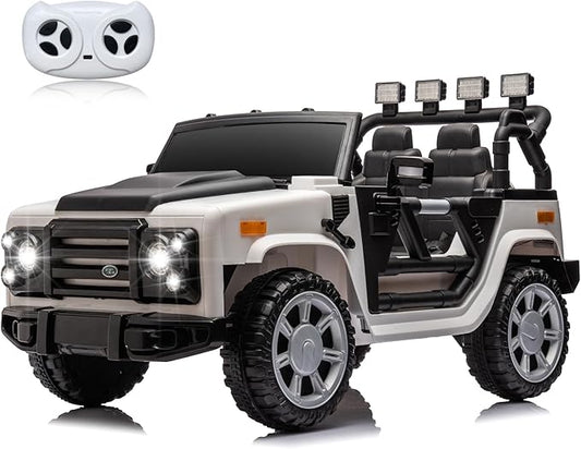 12V SUV 5MPH 2-Seater Ride on Toys, Ride-on Truck Toy w/Parent Remote,4W/2D 3-Speed Kids Electric Vehicles with Motor,Spring Suspension,LED,Music (12V Electric Ride on Truck SUV)