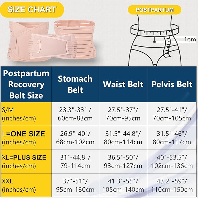 ChongErfei 3 in 1 Postpartum Support - Recovery Belly/waist/pelvis Belt Shapewear Slimming Girdle, Beige, L For Posture Correction