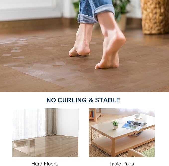 Clear Area Mat for Hard Floors, 3'X5' No Slip Vinyl Chair Rug for Under Dining Table, Pebble Patterned Waterproof Rug Protector Floor Mat for High Traffic Areas, Pet Litter Mat