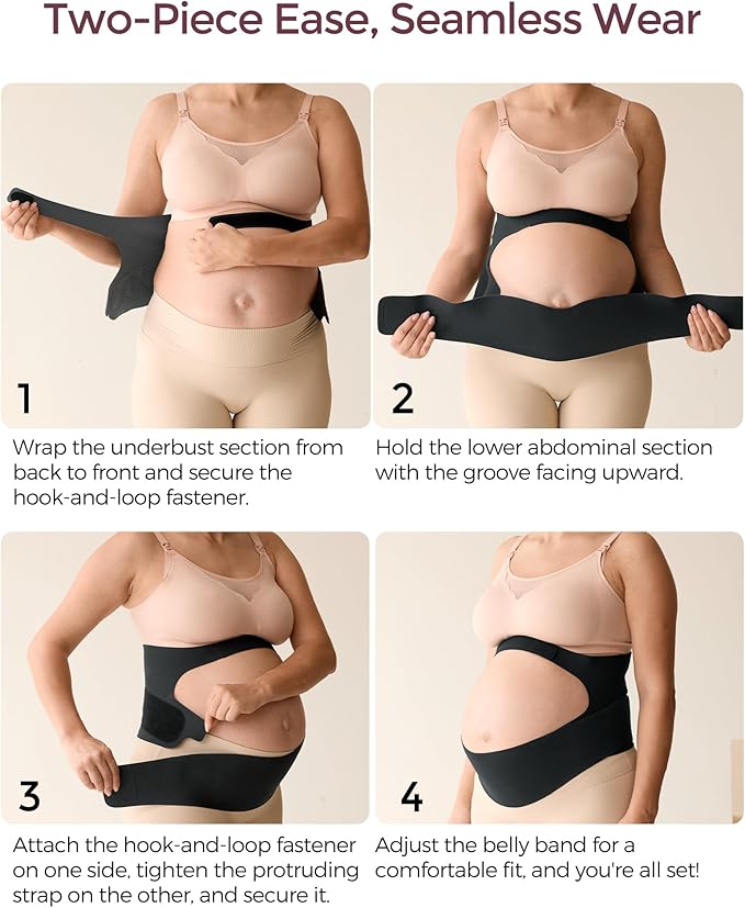 Momcozy Pregnancy Belly Band, CozySupport Ergonest Maternity Belly Band, Invisible Pregnancy Belt for Back, Abdomen, Waist