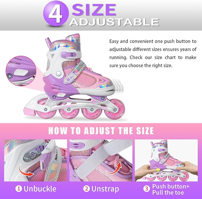 Nattork Blade Roller Skates for Boys with Light Up Wheel, Outdoor & Indoor Illuminating Black Inline Skates for Boys Little Kids Toddler Ages 5-8 4 5 6, Beginners