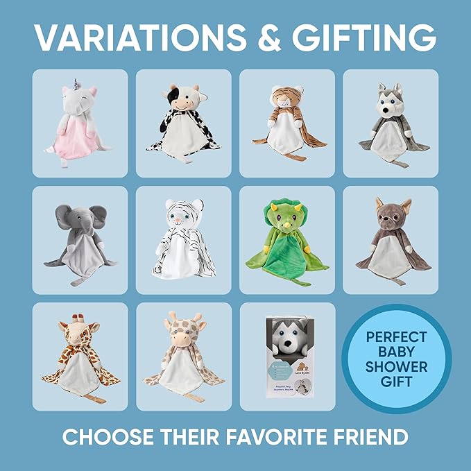Love By Emi Baby Music Lovey Grey Elephant, Baby Sleep Soother for Crib & Cuddle Bedtime, White Noise with a Heartbeat & Lullaby, Plush Sound Toy, Stuffed Animal for Newborns, Infants & Toddlers