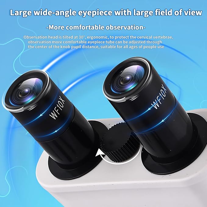 Binocular Microscope Magnification 40X-2500X, WF10x and WF25x Eyepieces, Dual LED Illumination, Suitable for Schools Home Labs Educational Adult Microscope