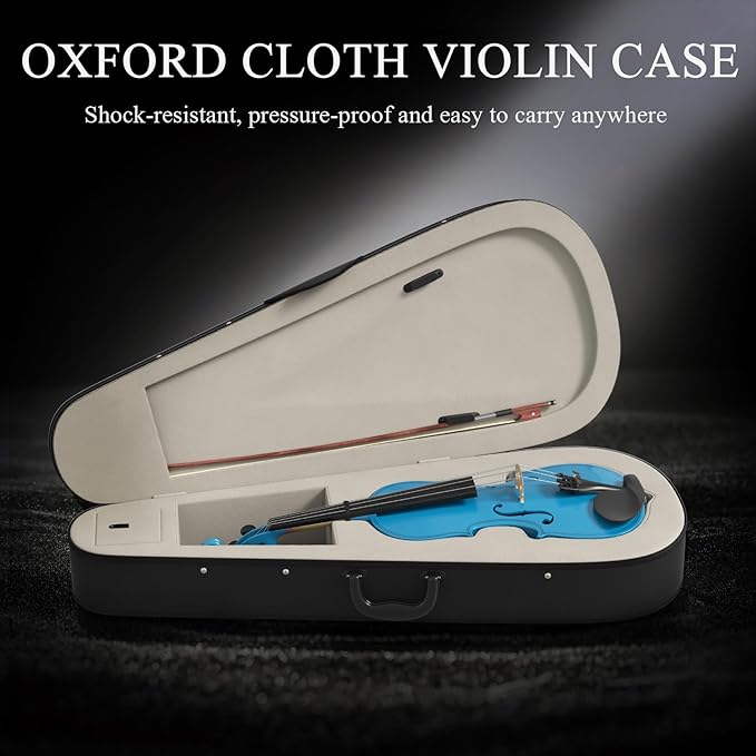 Beginner Violin 4/4, Full Size Violin for Adults, Teens, Student, Acoustic Fiddle Kit with Hard Case, Bow, Rosin, Bridge, Learners Age 12+ (Sky Blue)