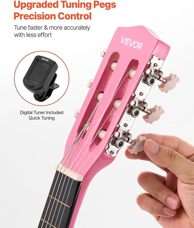 VEVOR Acoustic Guitar, Classical Guitar Starter Kit for Beginners, with Nylon Strings, Basswood Guitar, for Kids Adults Girls Boys Students