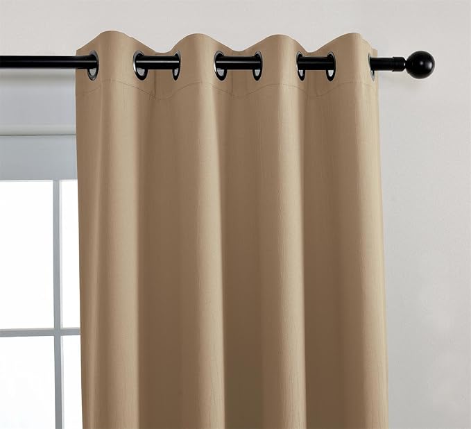 MIUCO Blackout Curtains Room Darkening Curtains Textured Grommet Window Curtains for Living Room 2 Panels 52x84 Inch Long Taupe