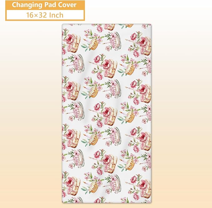 Custom Baby Crib Bedding Set - 5 Pcs Personalized Name Pink Dinosaurs Crib Set for Infants Toddlers Girls - Soft Double Layer Nursery Bedding Set - Customized Present for Birthday Baby Shower