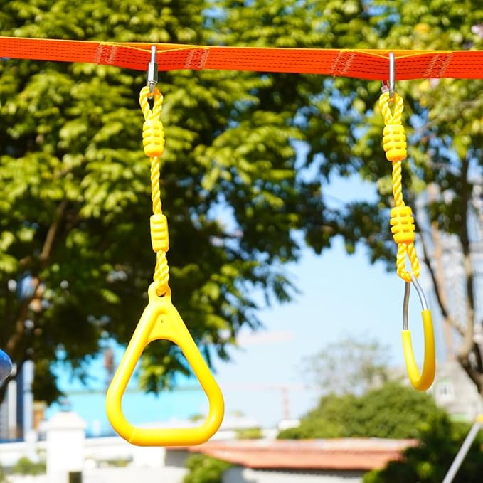 Climbing Gymnastic Rings for Kids - Strong Obstacle Course Ninja Ring Monkey Bars for Outdoor Backyard Play Sets, Swing Set