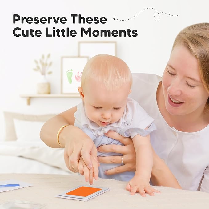 4-Pack Inkless Baby Hand and Footprint Kit - Mess Free Ink Pad for Newborn Keepsake, Dog Nose & Paw Print Kit, Clean Touch Ink Pad for Baby Hand & Footprints, Ideal New Mom Gifts (Candy)