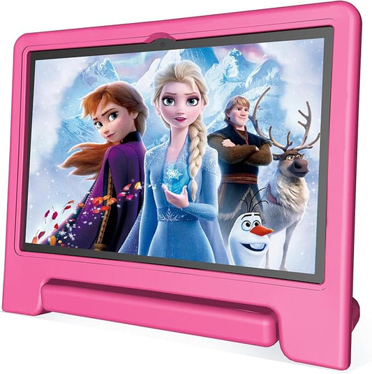 JREN Tablet for Kids｜10.1 Inch Kids Tablet Android 14｜Octa-core｜64GB｜WiFi ｜Bluetooth｜Parental Control｜Children Content｜Children Toddler Pink Girls Gift