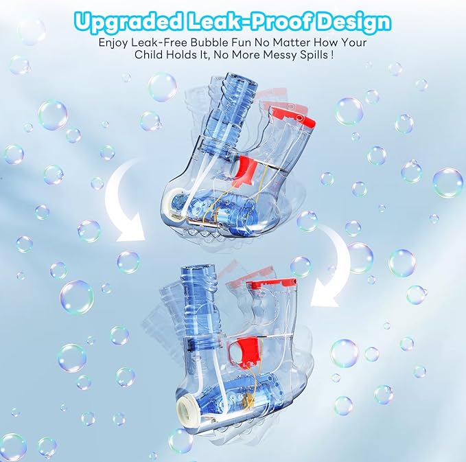 Kid Odyssey 2 Pack Bubble Gun with 4 Refill Solution and 3 Colorful LED Light, Bubble Machine for Kids, Bubble Maker for Party Favors, Birthday Gift, Indoor Outdoor Toys for Toddlers