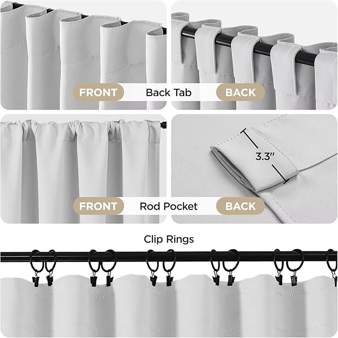 Joydeco 72 Inch 60% Blackout White Curtains 2 Panels,Elegant Soft Sheer Curtains for Bedroom,Thermal Insulated Black Out Drapes for Living Room,Rod Pocket Back Tab Drapes(W37 x L72 Inch,Greyish White)