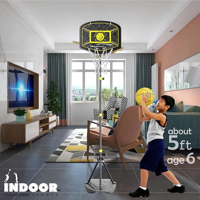 Kids Basketball Hoop Indoor Outdoor Portable Adjustable Height 3.6ft-6.2ft Toddler Basketball Hoop for Kids Boys Girls Age 3 4 5 6 7 8 Little Kids Basketball Goal Backyard Sports Toy Game Gifts