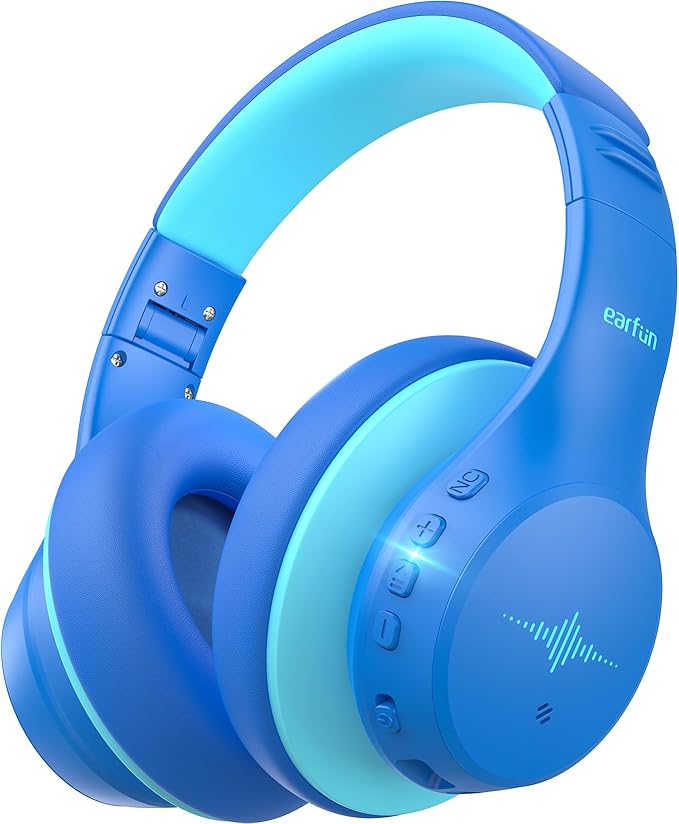 EarFun K4NC Active Noise Cancelling Headphones for Kids, 120H Playtime, 74/85/94dBA Volume Limited, Kids Bluetooth Headphones with Mic, Bluetooth 5.4, Stereo Sound Kid Headset for School/Home/Travel