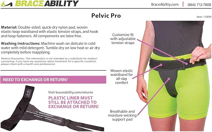 BraceAbility Pelvic Pro Support Belt - Patented, Original Prolapsed Uterus Brace for Women Treating Dropped Bladder, Uterine Prolapse, Vulvar Varicosities, Postpartum, Symphysis Pubis Dysfunction (L)