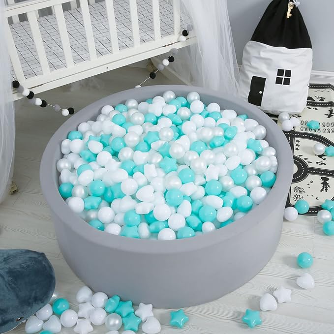 GOGOSO Ball Pit Balls Shapes for Kids - 100 Pieces Crush Proof Stress StarBalls BPA&Phthalate Free Non-Toxic Soft Plastic Ball for Baby Birthday Pool BallPit Accessories
