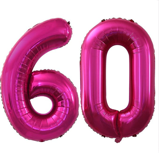 GOER Number 60 Balloons for 60th Birthday Party Decorations,42 Inch Jumbo Foil Helium Balloons for 60th Anniversary (Bright Peach)