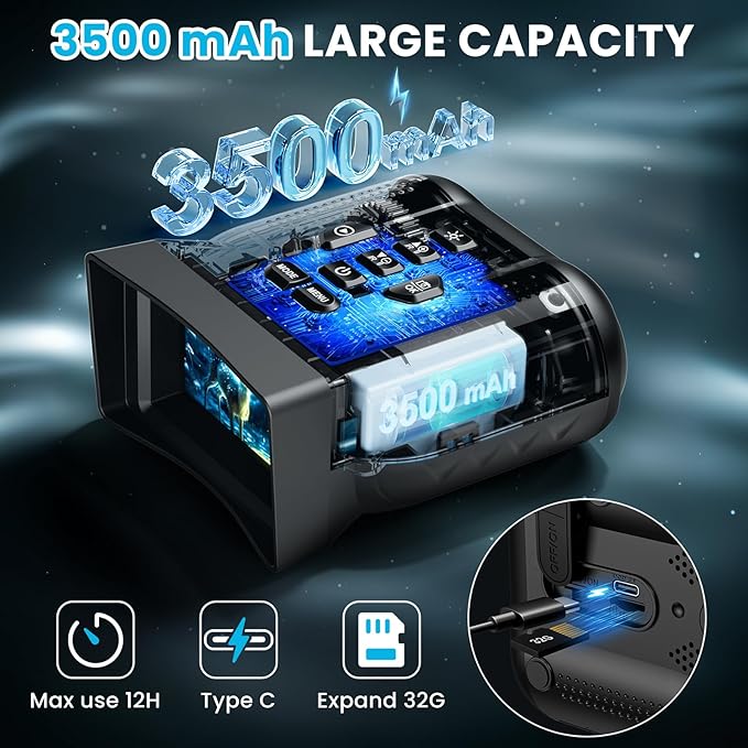 Night Vision Goggles, 4K Night Vision Binoculars, 3.0" HD Display, Portable 9 Gear Nightvision,10X Digital Zoom and 32GB TF Card, 3500mAh Long Battery Life Binoculars with Camera