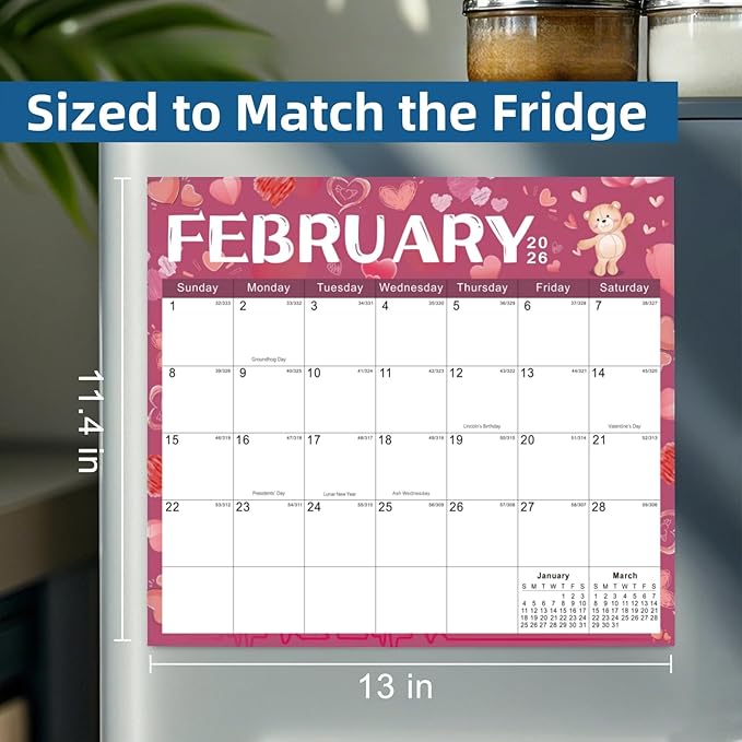 2026 Magnetic Fridge Calendar 18 Monthly Magnetic Calendar for Refrigerator 2026 Wall Calendar Planner Runs from January 2026 Until June 2027 Easy Organizing Markers Tearable (Festive)