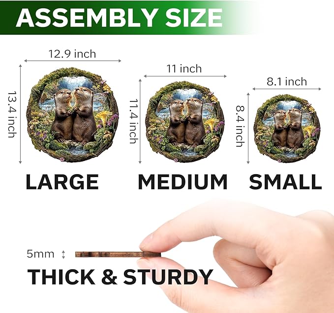 Jigfoxy Wooden Puzzles for Adults, Otter Couple Wood Puzzles Adult, Unique Animal Shape Wooden Jigsaw Puzzles for Adults, Birthday Gifts for Puzzle Lovers Family Friend (L-12.9 * 13.4in-261pcs)