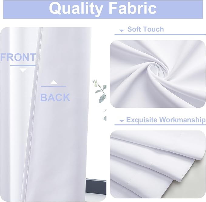 Simplebrand Ava Pure White Curtains for Bedroom 72 Inch Length 2 Panels Set, Light Filtering Window Treatment, Light Filtering Curtain Drapes, Soft Casual Rod Pocket Privacy Curtains, W40 x L72 Inch