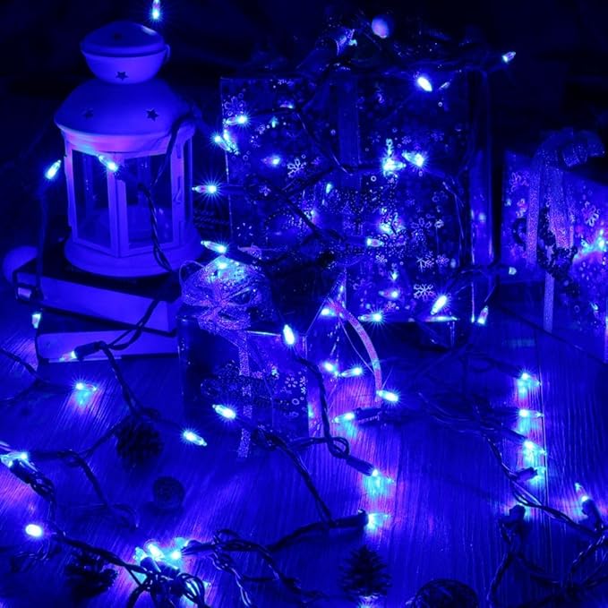 Brizled Blue Christmas Lights, 33ft 100 LED Christmas String Lights, 120V UL Certified Plug-in Xmas Tree Light Connectable Mini Xmas Light Waterproof for Home Party Wedding Indoor Outdoor Decorations