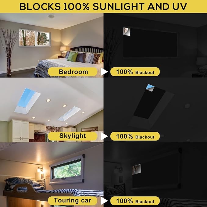 Portable Blackout Shades (118" x 57") 100% Blackout Material Temporary Blackout Blinds/Curtains for Baby Nursery, Bedroom, Window, Dorm Room, Office or Travel Use