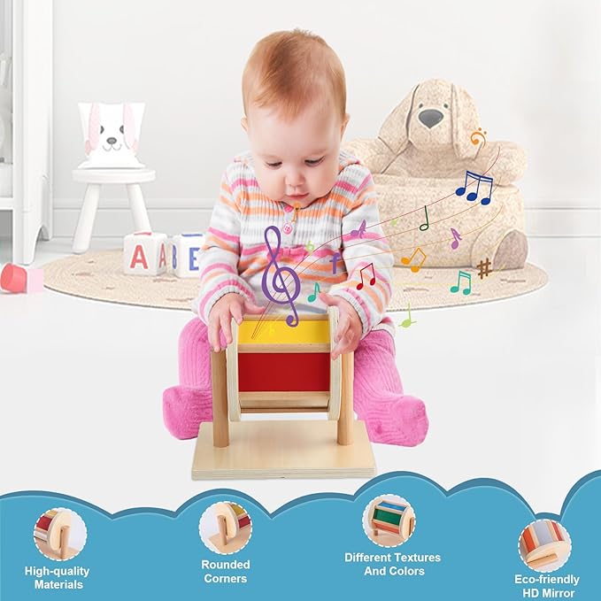 Full Size Spinning Drum Montessori Toys for Infant 6 - 12 Months 1 Year Old Babies Toddlers (Multiple Materials)