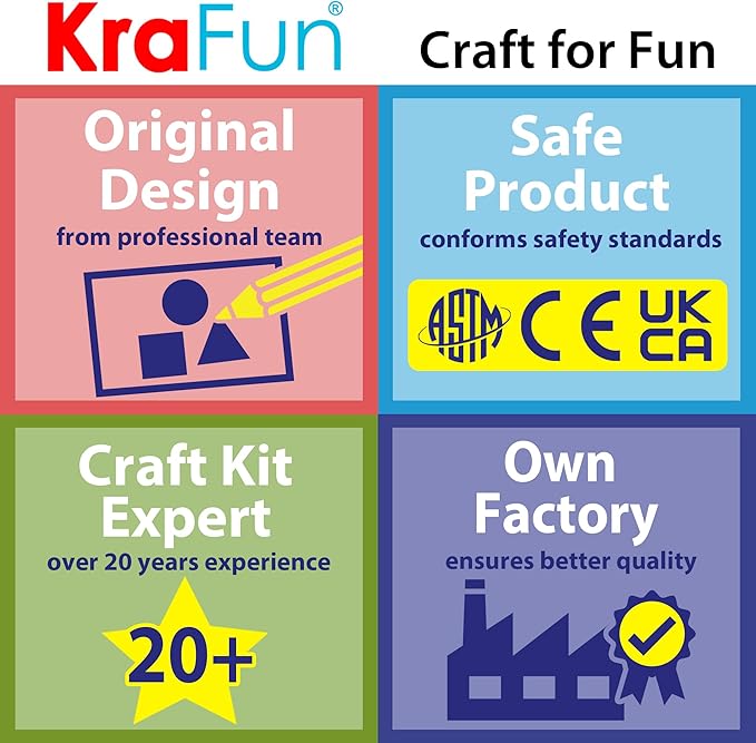 KRAFUN Teddy Bear Animal Sewing Kit for Kids Beginner My First Art & Craft, Includes Teddy Doll Stuffed Doll, Instructions & Plush Felt Materials for Learn to Sew, Embroidery, Age 7 8 9 10 11 12
