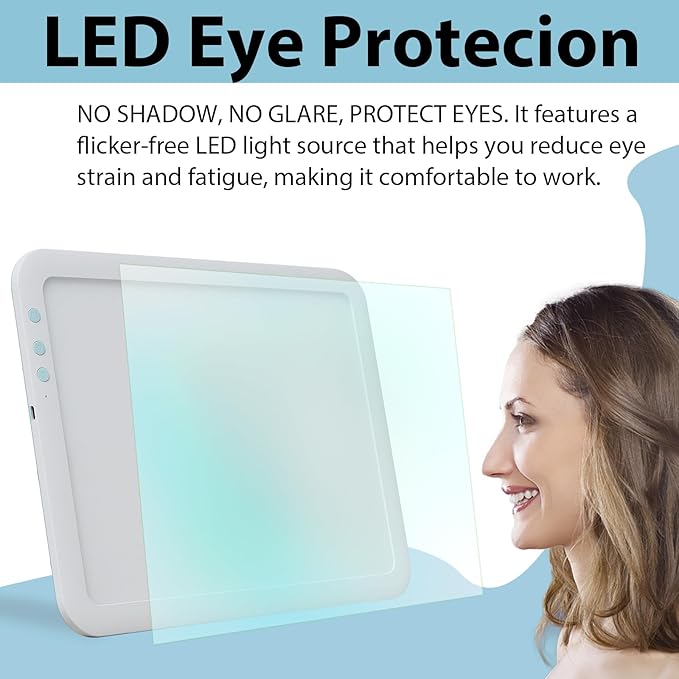 HIUKCOLED Rechargeable A4 Light Pad, Battery Powered Light Board, Stepless/6-level Dimmable Brightness with 3 Colors, Wireless LED Light Tracing Box for Diamond Painting,Drawing,Sketching,Animation