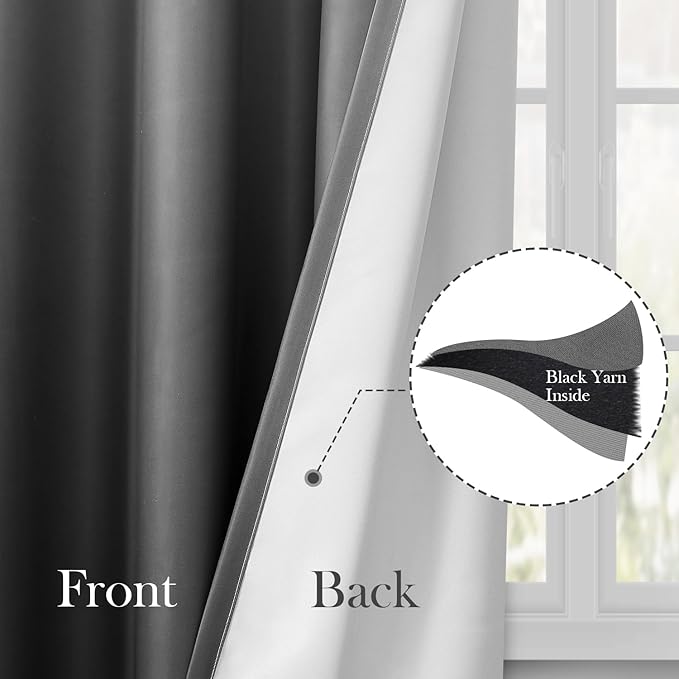 HOMEIDEAS Grey Gray Ombre Blackout Curtains 52 X 96 Inch Length Gradient Room Darkening Thermal Insulated Energy Saving Grommet 2 Panels Window Drapes for Living Room, Bedroom