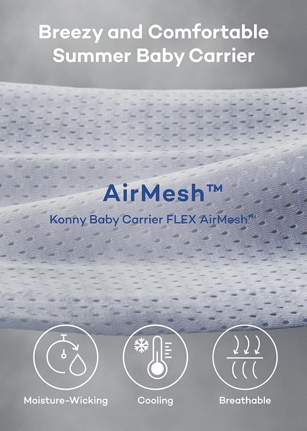Konny Baby Carrier Flex AirMesh with Head Support- Adjustable, Easy to Wear Baby Wrap Sling, Perfect for Newborn Babies Essentials up to 44 lbs (M-4XL) -Wood Rose