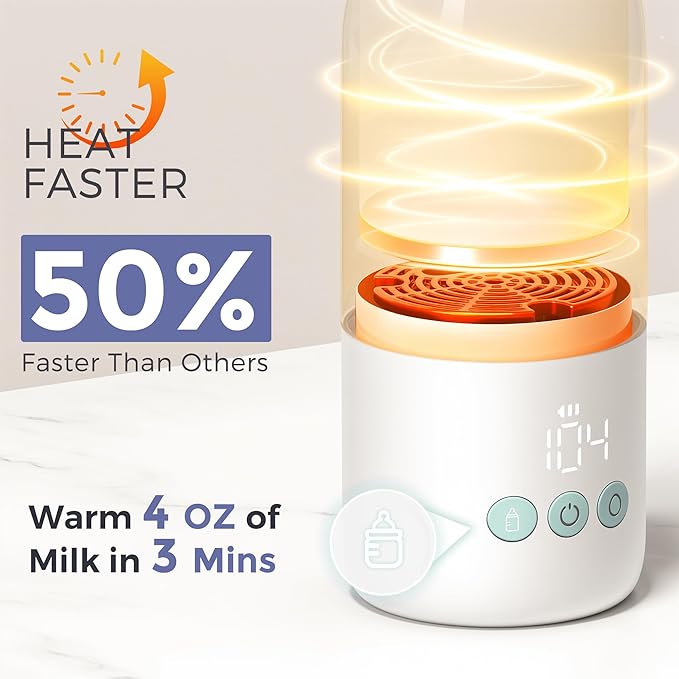 Portable Bottle Warmer for Travel, Dual Heating Modes for Breastmilk & Water, Portable Bottle Milk Warmer with Fast Heating & Long Battery Life, 10 Ounces Large Capacity (Green)