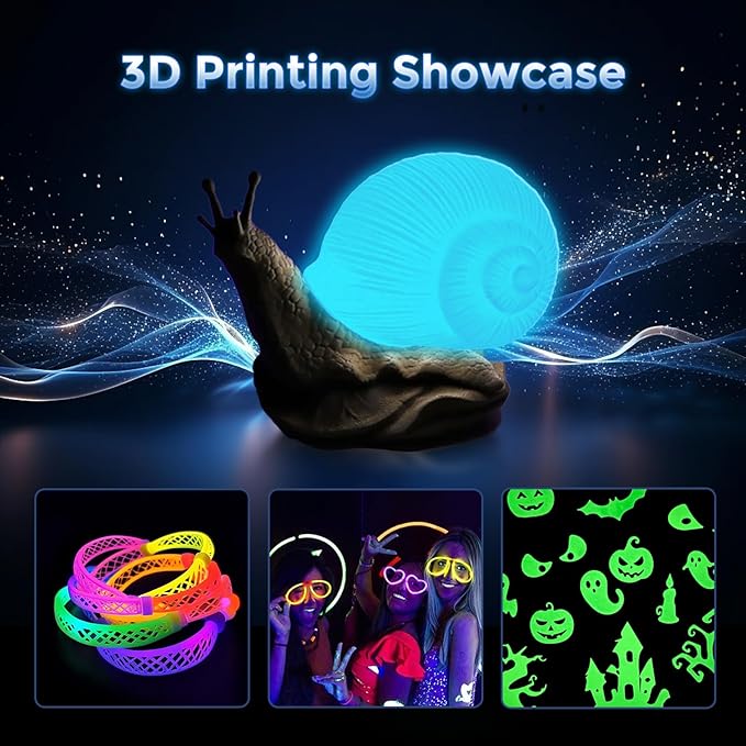 FLASHFORGE Rapid PLA Filament 1.75mm Luminous Melody, 500mm/s High Speed Printing, Glow in The Dark 3D Printer Filament 1kg Spool, Dimensional Accuracy +/- 0.02mm, Brilliant, Long-Lasting Glow