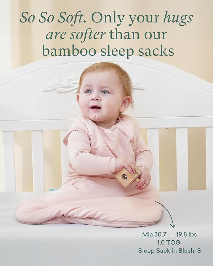 Supersoft Sleep Sack 1.0 TOG, Premium Bamboo Viscose Baby Sleeping Bag 2-Way Zipper Sleep Sack Baby Wearable Blanket