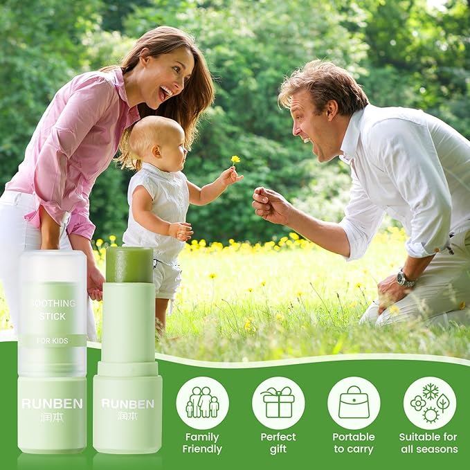 RUNBEN 2Pcs Mosquito Bite Itch Relief Stick, Anti Itch Cream Stick from Bug Bite, Itch Relief for Baby Kids, Summer Camping Essentials, Plant-Based, Travel-Pocket Size