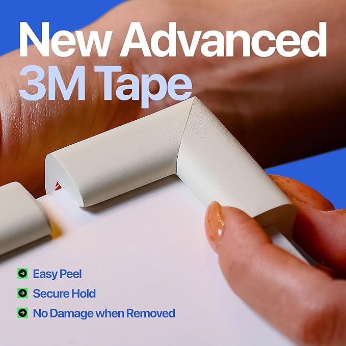 Furniture Edge 16.2ft & Corner Guards | Protective Foam Cushion | 15ft Bumper 4 Adhesive Childsafe Corners | Baby Child Proofing Foam Set and Safe for Table, Fireplace, Countertop | Brown