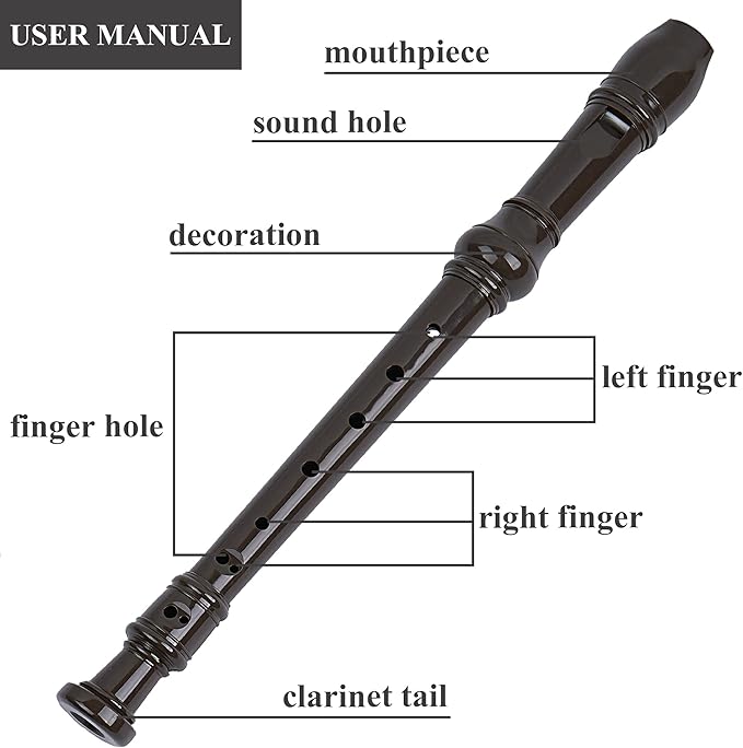 Recorder Instrument for Beginner Kids Adults,8-Hole Soprano Descant Recorder Music Flute with with Cleaning Rod & Leather Case For School Student Home Entertainment(2-Carved Light Brown)