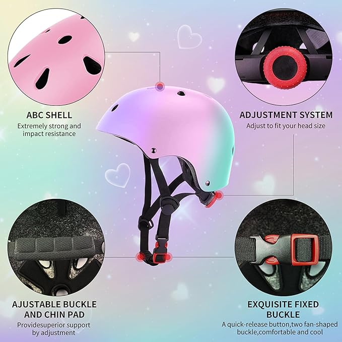 Kids Helmet for 2-3-5-8-14 Ages Girls and Boys, Ventilation and Impact Resistance Toddler Helmet for Multi-Sport Bicycle Scooter Inline Roller Skate and Skateboarding