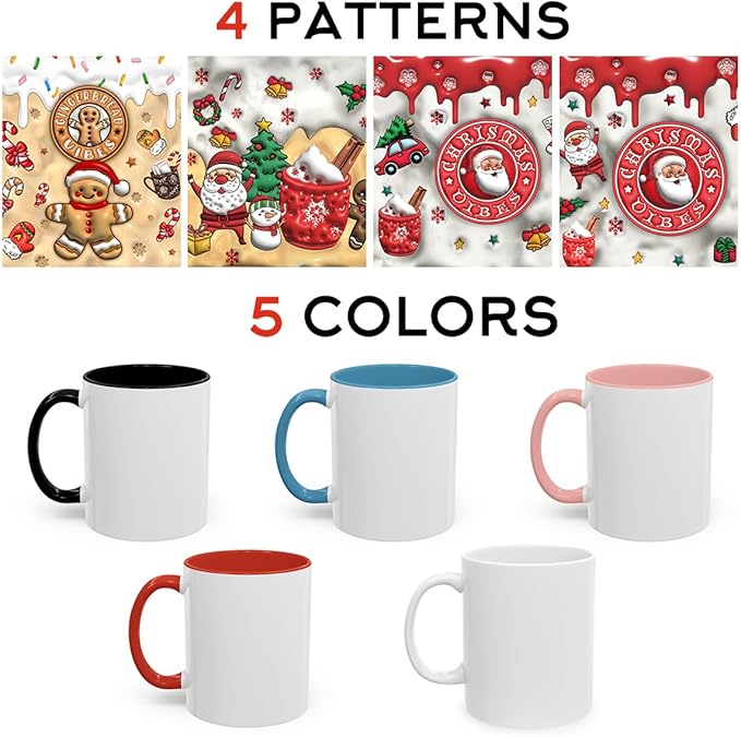 Custom 3D Effect Christmas Mugs with Names, Santa Claus Coffee Mug, Personalized Reindeer Accent Mug Christmas Gifts For Women Men Friends Family Gingerbread Man Mug 11 or 15 Oz
