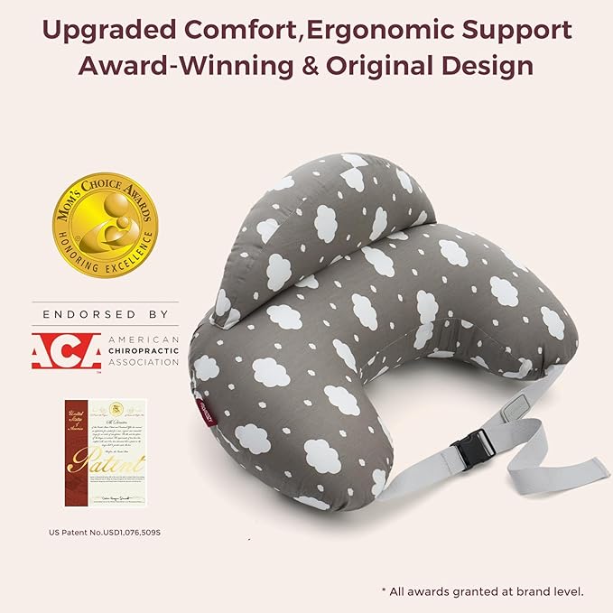 Momcozy Original Nursing Pillow for Breastfeeding-Pioneering Safety Fence- Wider Feeding Pillows for More Support for Mom & Baby- Easier Nursing & Hand Free- Fit for All, Removable Cotton Cover