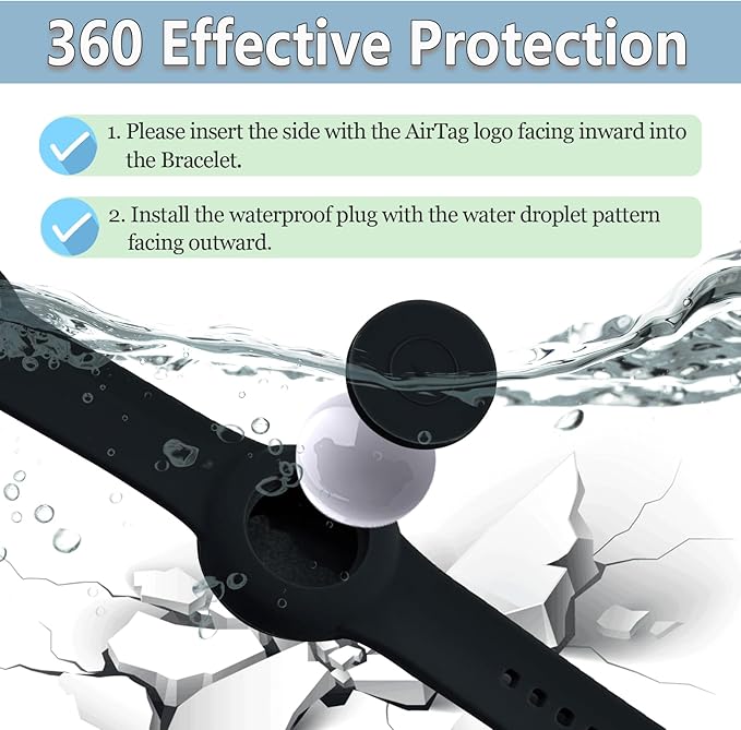 Waterproof Bracelet for AirTag Kids, Personalized Initial Letter Hidden Holder Compatible with Air Tag, Silicone Case for Airtag Adjustable Anti-Lost GPS Tracker for Toddler Child Elder, N