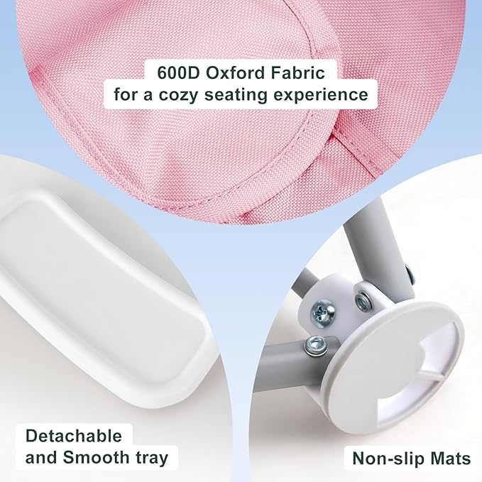Tiny Marvels Portable 3-in-1 Baby Booster Seat – Cozy Floor Seat, Feeding Seat with Tray, Toddler Booster – Compact, Foldable, Safe with Child Safety Belt Carry Bag – Perfect for Travel & Family Time