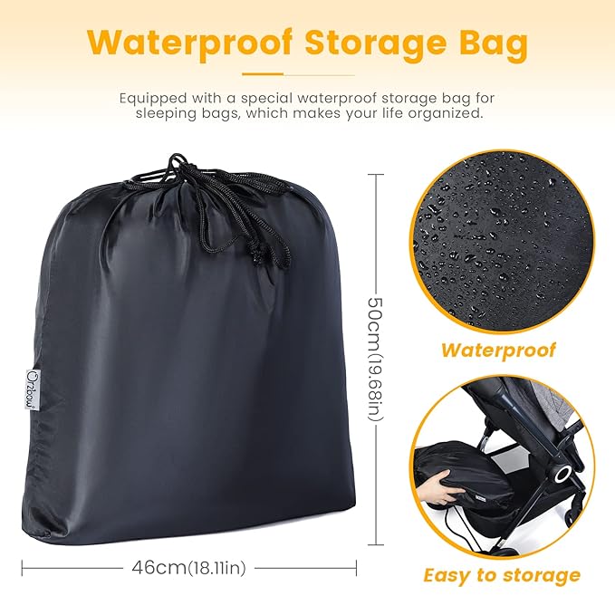 Orzbow Warm Bunting Bag Universal,Stroller Sleeping Bag Cold Weather,Waterproof Toddler Footmuff (Grey, Large)