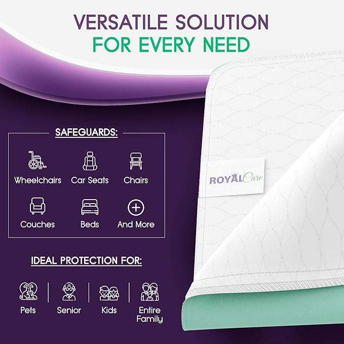 Incontinence Bed Pads - Big Size - Reusable Waterproof Underpad Chair, Sofa and Mattress Protectors - Highly Absorbent, Machine Washable - for Children, Pets and Seniors (36x72 (Pack of 1), Green)