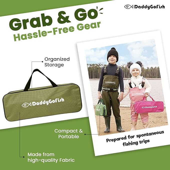 DaddyGoFish Kids Fishing Pole - Rod Reel Combo Tackle Box Starter Set - First Year Small Dock Gear Kit for Boys Girls Toddler Youth Age Beginner Little Children Junior Anglers Older Kids