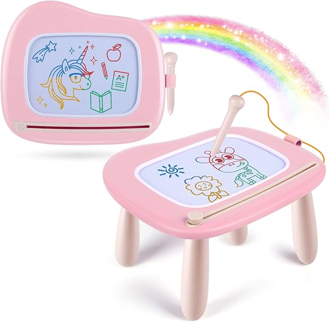 Smasiagon Magnetic Drawing Board for Kids, Toddler Toys for 1-2 Year Old Girl, Portable Doodle Board Pad Learning and Educational Toys for Ages 1 2 3 Year Old Baby Girl Birthday Gift（Pink）